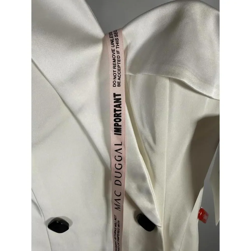 Mac Duggal One Sleeve Tuxedo Dress White Size 2 NWT - Picture 8 of 11